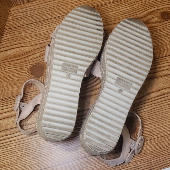 PULL&BEAR Flatform Espadrilles Pale Pink Sandles - Picture 8 of 9
